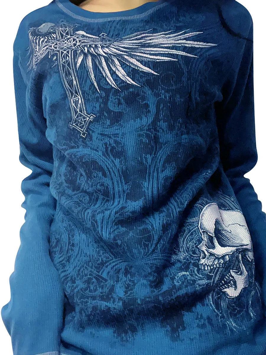 Y2k Long Sleeve Tops for Baggy Tees Shirt 2000s