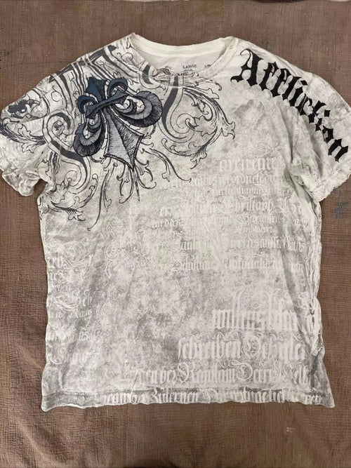 Y2K Affliction T Shirt Vintage Clothing Punk Hip Hop Graphic Print