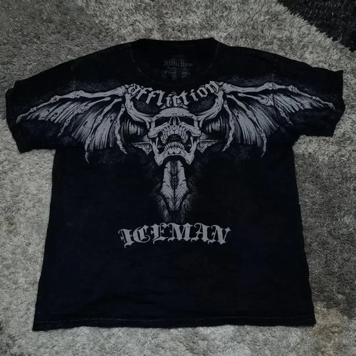 Y2K Affliction T Shirt Vintage Clothing Punk Hip Hop Graphic Print