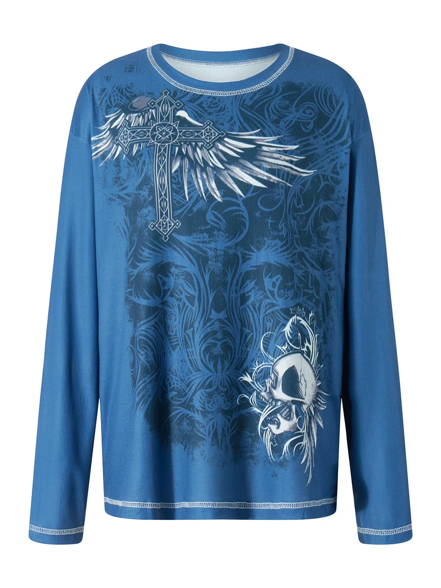 Y2k Long Sleeve Tops for Baggy Tees Shirt 2000s