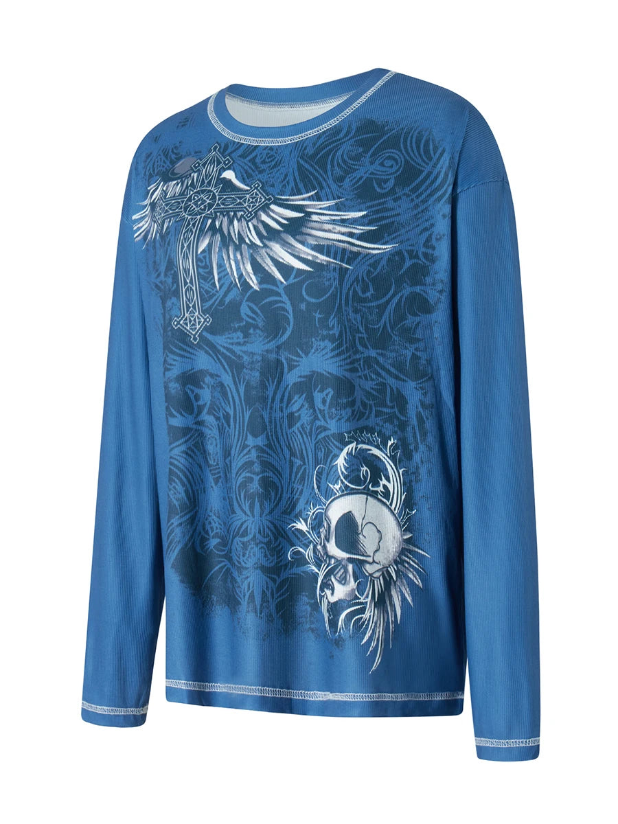 Y2k Long Sleeve Tops for Baggy Tees Shirt 2000s