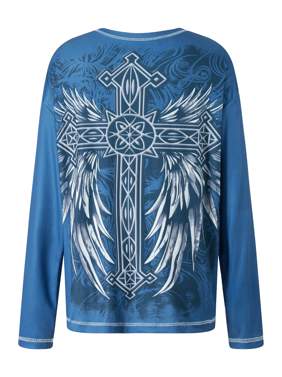 Y2k Long Sleeve Tops for Baggy Tees Shirt 2000s