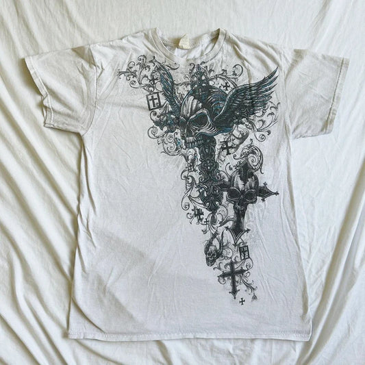 2000s Retro Grunge T-shirtsY2K Cyber Goth Emo Skull